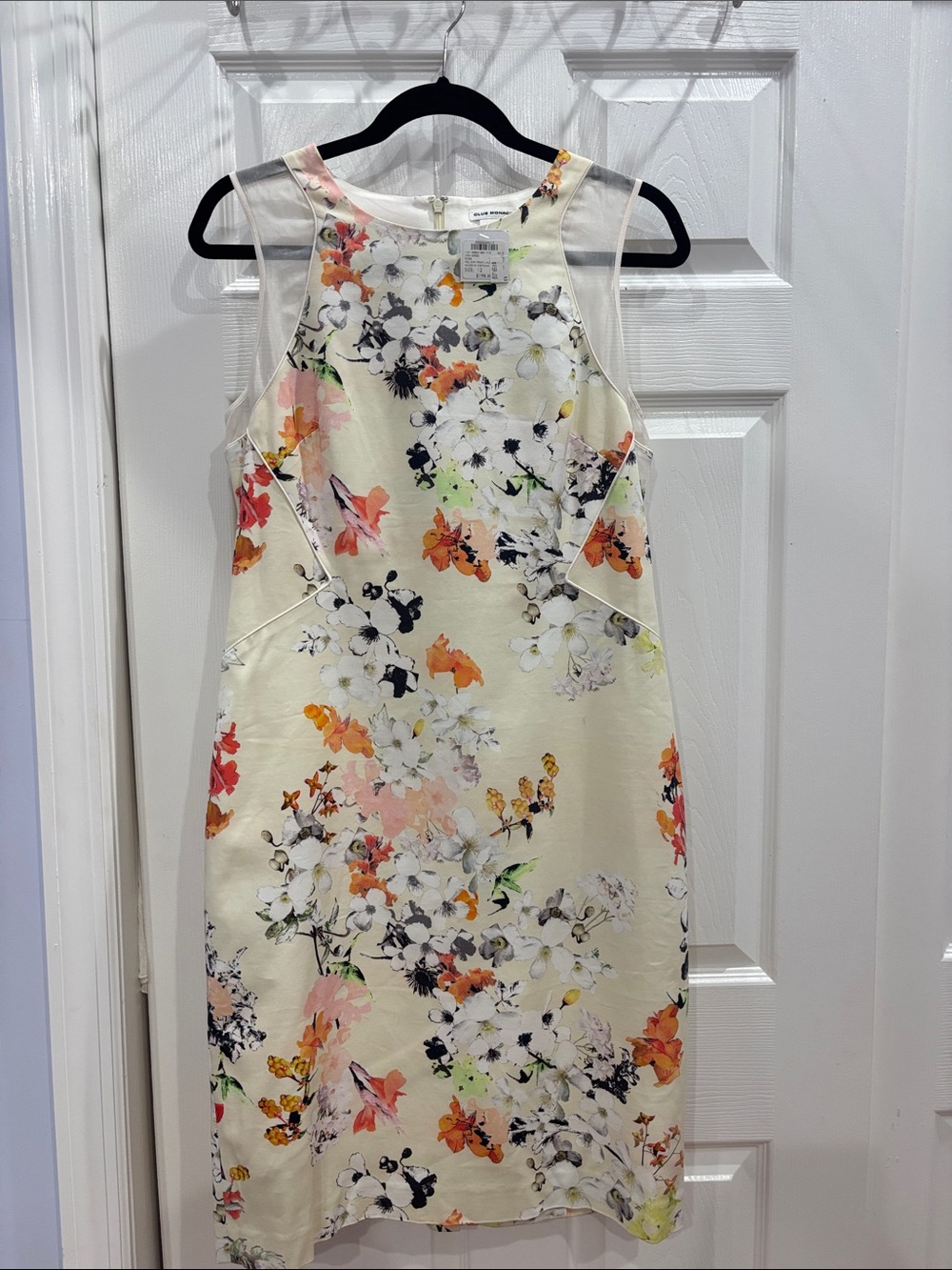 Club Monaco Floral Cream Sleeveless A-Line Dress